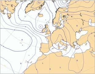 Geopotential height at 300 hpa at the stage of circulation, when they are mostly already well-developed through all cross-sections of the atmosphere (source: MARS/ECMWF).