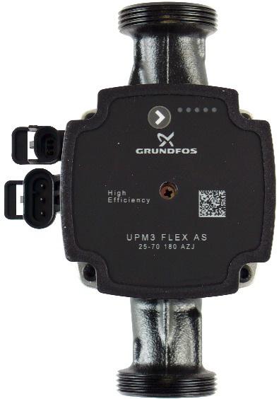 6. Čerpadlo UPM3 FLEX AS 25-70 Konstrukce Mokroběžné oběhové čerpadlo s připojením vnějším závitem G 6/4. Elektrické parametry Napájení 230 V, 50 Hz Příkon (min./max.) 2/52 W Proud (min.