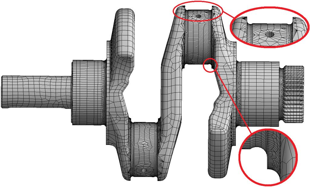 ANALÝZA NAPJATOSTI KLIKOVÉHO HŘÍDELE ložiska jsem zvolil funkci Cylindrical Support (šipka B na Obr. 5-2) s možností zamezení jenom radiálních posuvů na obou hlavních ložiscích.