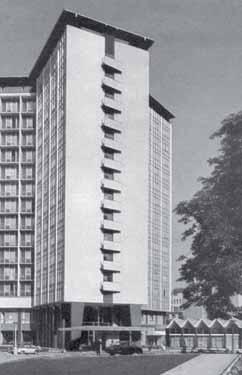 7 Hotel Continental v Brně, ZdeněkŘihák, Alois Semela, Vladimír Kovařík, 1958 až 1964 (Architektura ČSSR, 1964, foto Vlasta Hoštová) Fig.