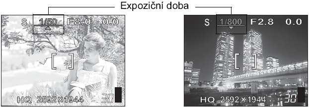 Zvolte expoziční dobu. Rozsah nastavení např.