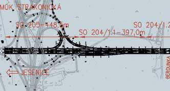 6 Obr. 5 Vizualizace návrhu MÚK Strakonická Fig. 5 Visualization of the design of the rotary interchange Strakonická Obr. 6 Situace mostní estakády SO 205 a 204/1 Fig.