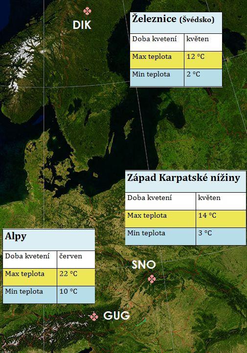 Obr. 5 Mapa původu populací, vlastní tvorba Tab.