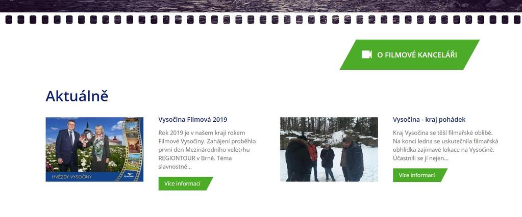 Široké veřejnosti nabízejí stránky informace o filmech, které se na Vysočině již natočily nebo o aktualitách souvisejících s natáčením v regionu (např.