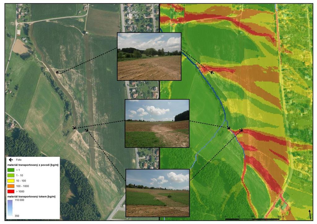 Obr. 2: Prostorová validace modelu Erosion 3D na základě leteckého snímkování a fotodokumentace 3.