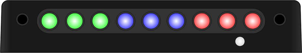 Ovládací a indikační prvky + přípojné konektory Čelní strana 1. 1. Ovládací tlačítko 1 (dále jen TL1) 2. Vysoce svítivé indikační LED (dále jen LED) 3. Senzor intenzity okolního světla 4.