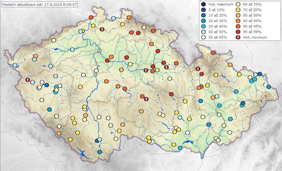 nejčastěji pohybovaly v rozmezí 20 100 % Q VIII, u toků na východě zasažených úterními srážkami vzrostly na 110 290 % Q VIII.