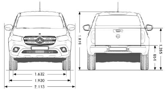 Rozměry vozidla Uvedené výkresy se mohou lišit od vozidla v nabídce a jsou