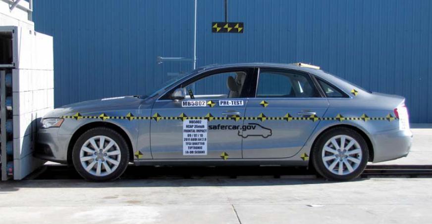 4 ZÍSKÁNÍ REÁLNÉ DEFORMAČNÍ CHARAKTERISTIKY S POMOCÍ DAT Z ČELNÍ NÁRAZOVÉ ZKOUŠKY Reálná deformační charakteristika je zpracována pro osobní automobil Audi A4 na základě