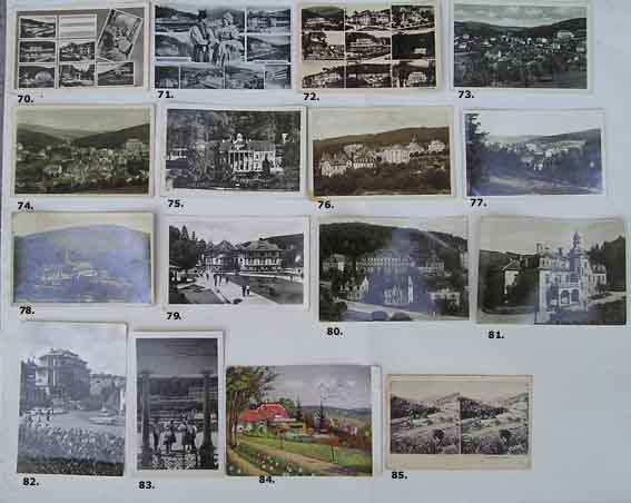 - 19 - Luhačovice 70 85 70. Lázně Luhačovice - čb, 7 motivů, PP, 1943, I. dvoujazyč. nápis, 60.- 71. Lázně Luhačovice - čb, 9 motivů, PP, 1942, I. dvoujazyč. nápis, 60.- 72.