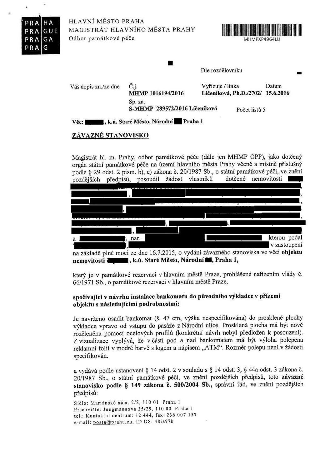 »pra HA HLAVNÍ MĚSTO PRAHA P R A G U E MAGISTRÁT HLAVNÍHO MĚSTA PRAHY!