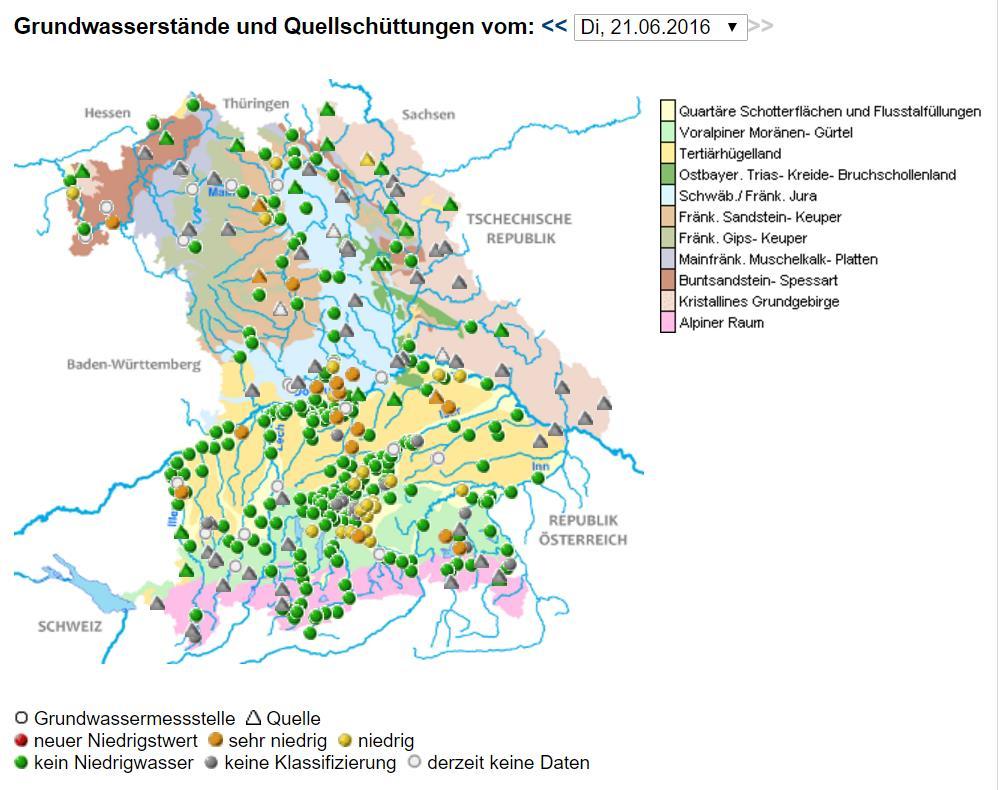 Údaje ze všech stanic jsou zobrazeny v přehledné mapě (Obr. 3.2.