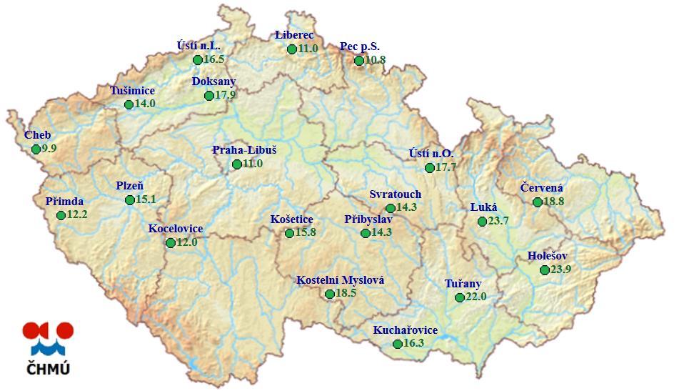 s dlouhodobým normálem (zdroj: ČHMÚ, 2016d) Výpar z vodní hladiny, index sucha SPEI Dále je hodnoceno množství