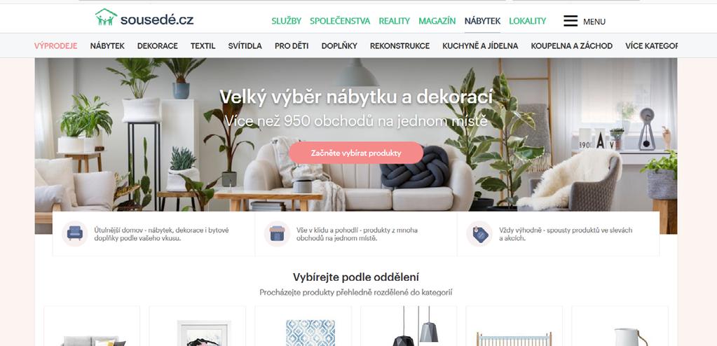 2: ZÁKLADNÍ NABÍDKA NÁBYTEK Kliknutím na tuto položku se dostanete do více než 900 e-shopů na jednom místě.