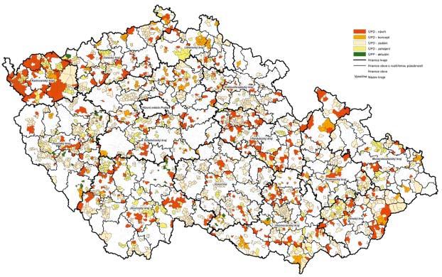 Kartogram 1: Platné územní plány pořízené podle zákona č. 183/2006 Sb.