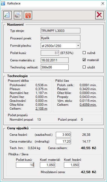 2.1.2 Nový (Ctrl + N) Obrázek 3 formulář Kalkulace Stisknutím tohoto tlačítka v nástrojové liště nastavíte formulář do stavu Nový. Původní výkres je skryt a můžete načíst a uložit další výkres.