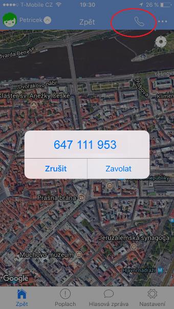 Volání Volání na hodinky Na hodinky mají povoleno volat pouze SOS čísla ( Čísla tísňového volání ) a povolená čísla ( Seznam povolených telefonních čísel