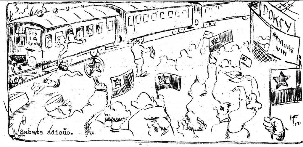NOVAĴOJ Dnes je sobora 29. VII. 1950. Slavíme svátek Marty a Boženy. Blahopřejeme. Počasí slunečné. Na nádraží však bude pršet (akvo el okuloj). Program.