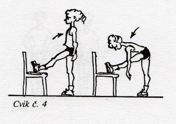 3 Sed na židli, ruce na stehnech: 10-20x stoj a zpět do sedu hlavní účinek - procvičení svalstva nohou - nácvik