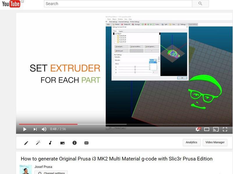 Step 1 Příprava modelu a tisk na Original Prusa i3 MK2 Multi Material Pro vygenerování G-code souboru pro Multi Material můžete: Shlédnout