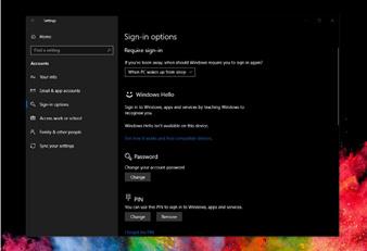 Po jeho vytvoření se odemkne volba Hello. d. Zobrazí se dostupné možnosti služby Windows Hello. e.