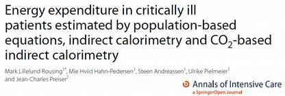 VCO2 based indirect calorimetry All predictive equations were accurate in less than 50 % of the patients with an RMSE 15 %.