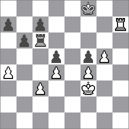Vxd4 pro 5.Kf6! 39.Kf6 Kg8 40.Vg7+ Kh8 41.Vxc7 Ve8 42.Kxf5 Bílý obnovil materiální rovnováhu, ale právem očekává více.42 Ve4 43.Kf6 Vf4+ 44.Ke5 Vg4 45.g7+ Kg8 Pěšec je nedotknutelný: 45...Vxg7 46.