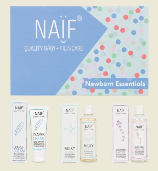 NAIF NEWBORN ESSENTIALS NAIF TODDLER ESSENTIALS Set přírodní kosmetiky má vše, co potřebujeme pro novorozené miminko. Může být i ideálním dárečkem pro novopečené rodiče.