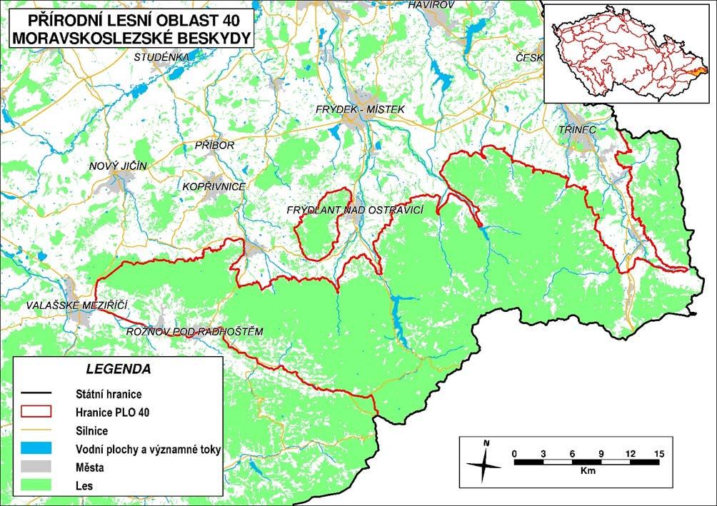 Obrázek 1: Přehledová mapa (Zdroj: ÚHÚL, stav k 1. 1. 2018) 3.1 Funkční zaměření a kategorizace lesů Zákon č. 289/1995 Sb.