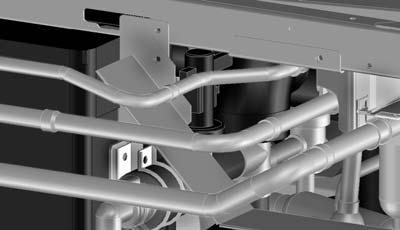 Крепление трубок при правом подключении. x Дополнительный резервуар для горячей воды бытового потребления обычно устанавливается на верху внутреннего блока.