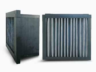 91 KS WA panel filtr Panel filtr k odstranění plynných škodlivin a zápachů Rozměrové řady dle požadavku zákazníka (v š maximálně do 610 mm), hloubka 48, 96, 150 mm e KOMPAKTÍ FILTRY RÁMEČKOVÉ FILTRY