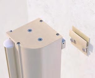 Zabudovaný pružinový mechanismus látku napíná a zajišťuje optimální zastavení výsuvu. Zasunutá látka je chráněna elegantním hliníkovým kastlíkem.