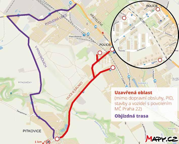 Uzavírka komunikací Ke Kříži a K Dálnici V pondělí 25. března začala očekávaná 5. a 6.