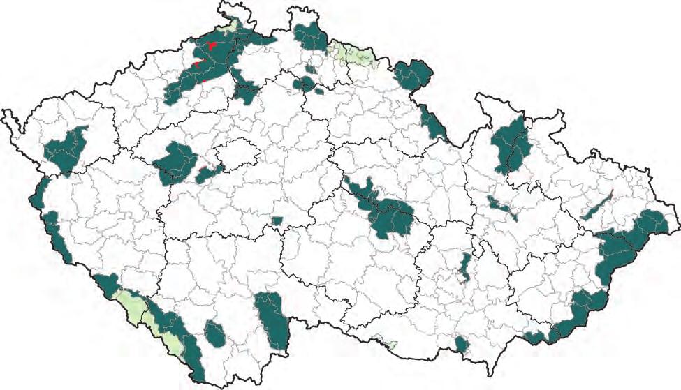 IMISE Èeská republika e regions obce s rozšíøenou pùsobností municipalities území s pøekroèením LV area with LV exceedances území CHKO, NP protected landscape areas and national parks 0.4 % Obr. II.4.3.