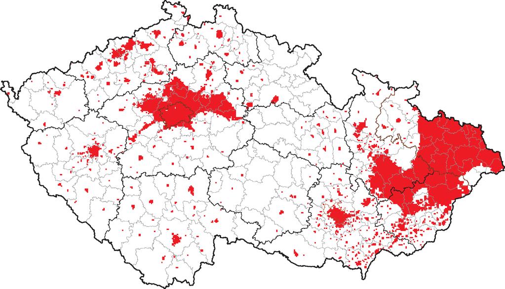 IMISE Èeská republika území s pøekroèením LV 21.21 % area with LV exceedances e regions obce s rozšíøenou pùsobností municipalities Obr. II.4.3.