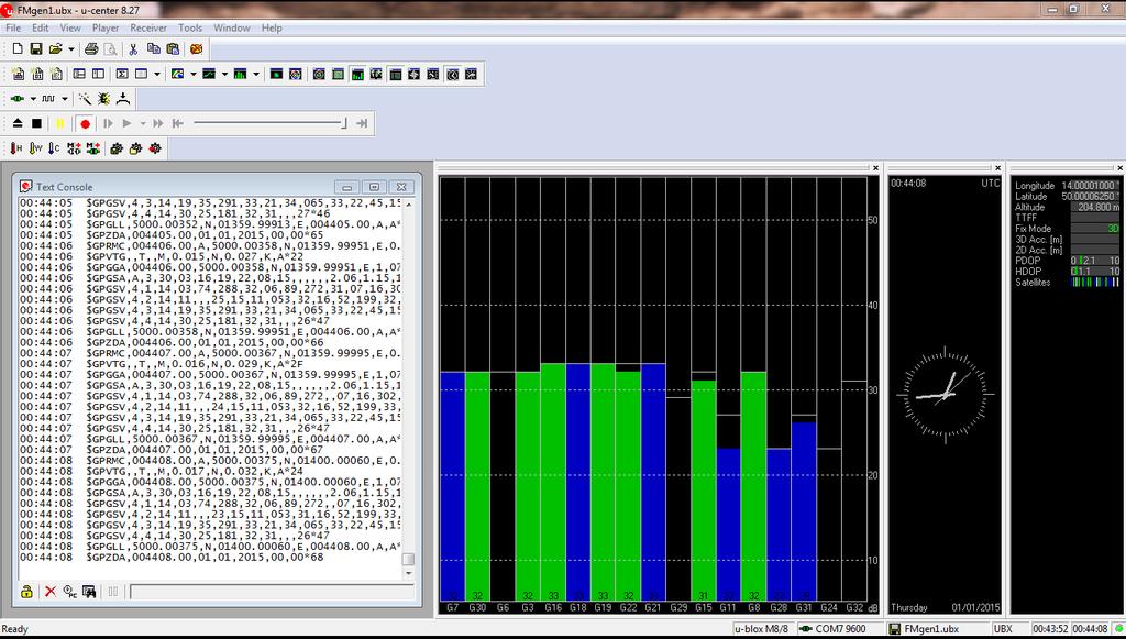 5. Metodiky testování GNSS přijímačů... Samotné přehrávání signálu probíhá importováním binárního souboru.