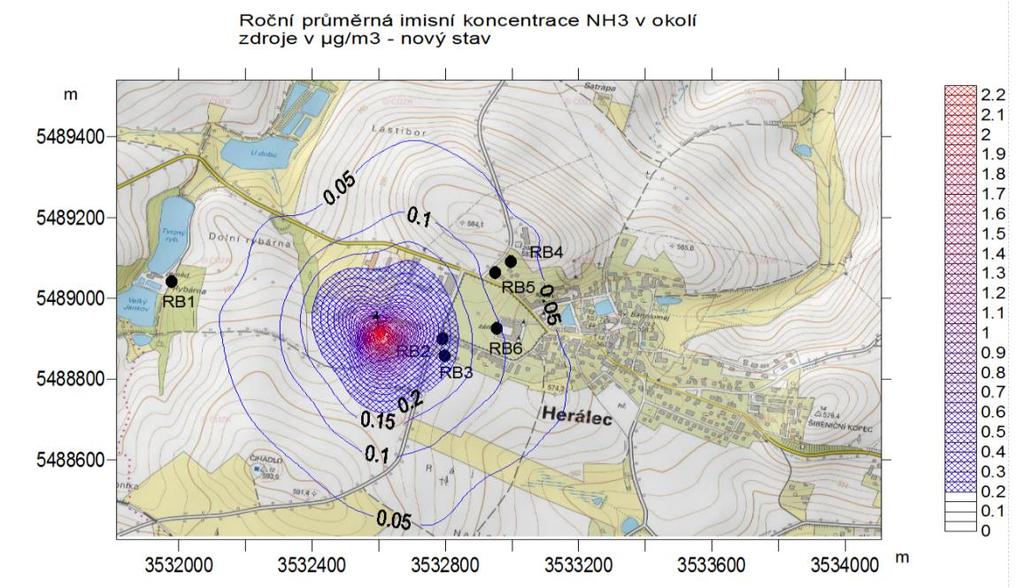 Obrázek č. 2: - 4.2. Přehled stávajícího množství emisí uvolňované ze stacionárních zdrojů a jejich porovnání s výhledovým stavem Porovnání s požadavky stanovenými zákonem nebo prováděcími právními předpisy.