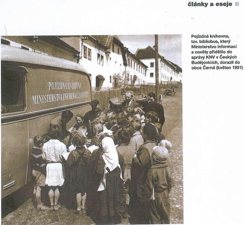 Černá v Pošumaví 1950 Veřejná obecní knihovna Knihovna je umístěna v budově MNV na ploše 25 m² a obsahuje celkem 376 svazků.
