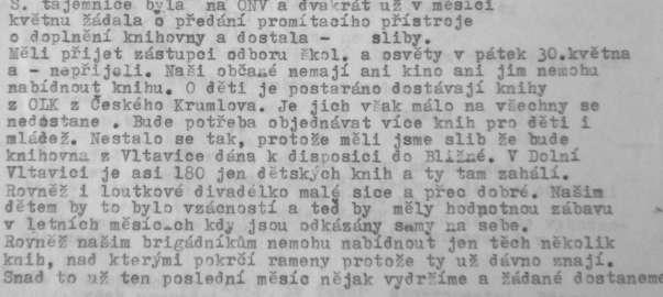 BLIŽNÁ 1957 Knihovna zahájila svou činnost díky iniciativě členů kulturní komise. Dosud byla několik let v nečinnosti.