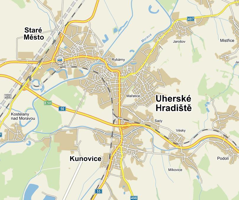 Součástí trojměstí Uherské Hradiště, Staré Město, Kunovice funkční