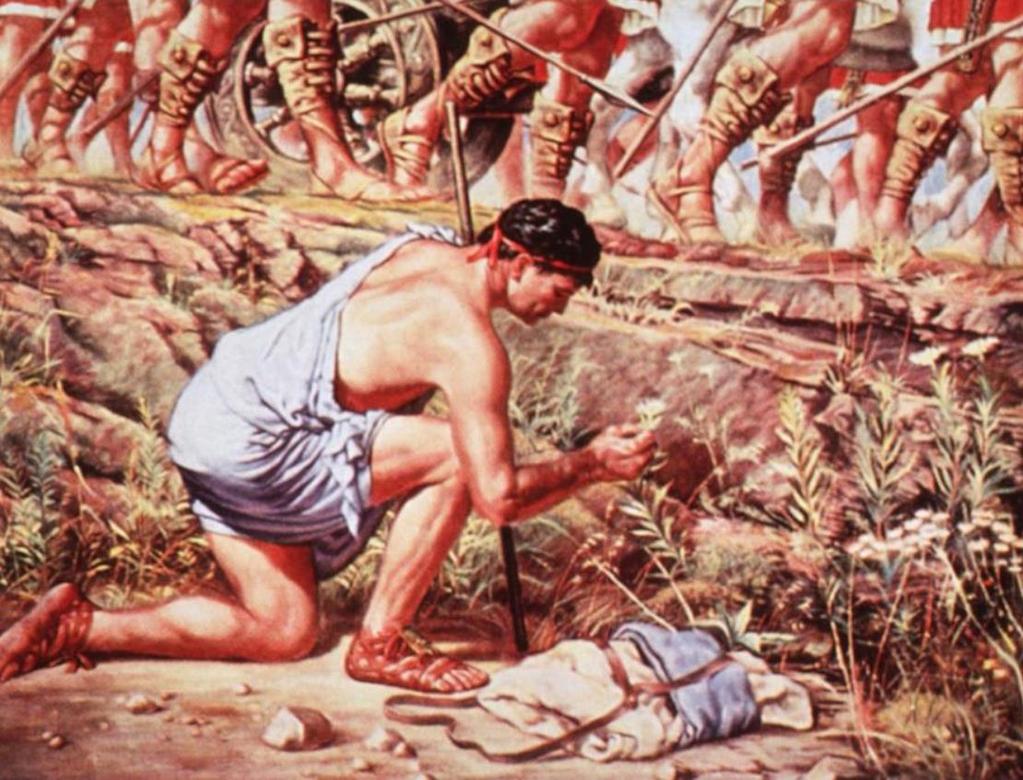 Dioscorides popisující mandragoru obraz Ernesta Boarda z r.
