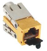 Class system E, BKT NL, shielded Module cat. 6 BKT NL RJ45 Shielded Module for telecom and computer installations. Made entirely of metal, its single-piece structure provides complete 360 shielding.