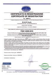 a nezávadnost výrobků. Plyny od firmy SIAD pro použití v potravinářství jsou certifikované podle standardu FSSC 22000.