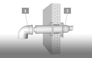 zděř DN125/80 trubka DN80 x 500 mm patní koleno s podpěrou DN80 univerzální distanční objímka DN80 (4 ks) komínový poklop DN80 černý závěsná objímka zkr.1 BRL52104117 Pro kotle Brötje 14-38 kw.