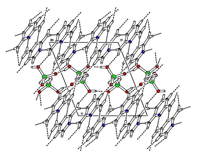 Anions form the layers which are interconnected together by cationic chains via N H O hydrogen bonds to form 3D network. Additionally, anions themselves are connected via O H O hydrogen bonds.