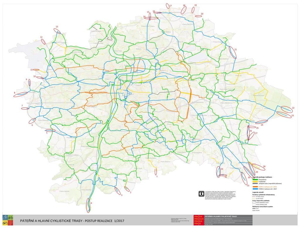 2) Výhledová propojení Obr.8 Připravovaná nová cyklistická propojení Prahy se Středočeským krajem (zdroj: KCD RHMP/IPR Praha) č. Místo propojení č. trasy Druh akce Praha Stč.