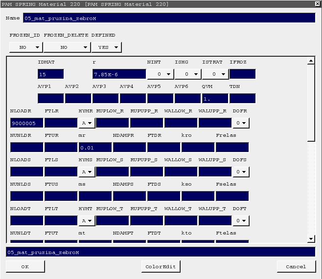 7.1.3 Pružný element SPRING V programu Ansa jej nalezneme v menu DECK => ELEMENT ENT.