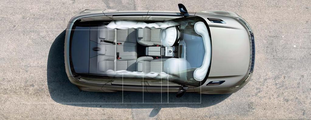 UKOTVENÍ ISOFIX AIRBAGY BEZPEČNOST BEZPEČNOST PŘEDEVŠÍM Při konstrukci modelu Range Rover Evoque bylo cílem dosáhnout optimální bezpečnosti, takže již ve standardní výbavě disponuje celou řadou