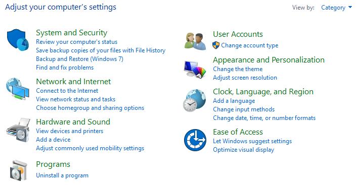 Připojení k síti (Windows 10) hhdrátová síť 1. Klikněte pravým tlačítkem na [Start] a v seznamu vyberte položku [Control Panel] (Ovládací panely). 2.