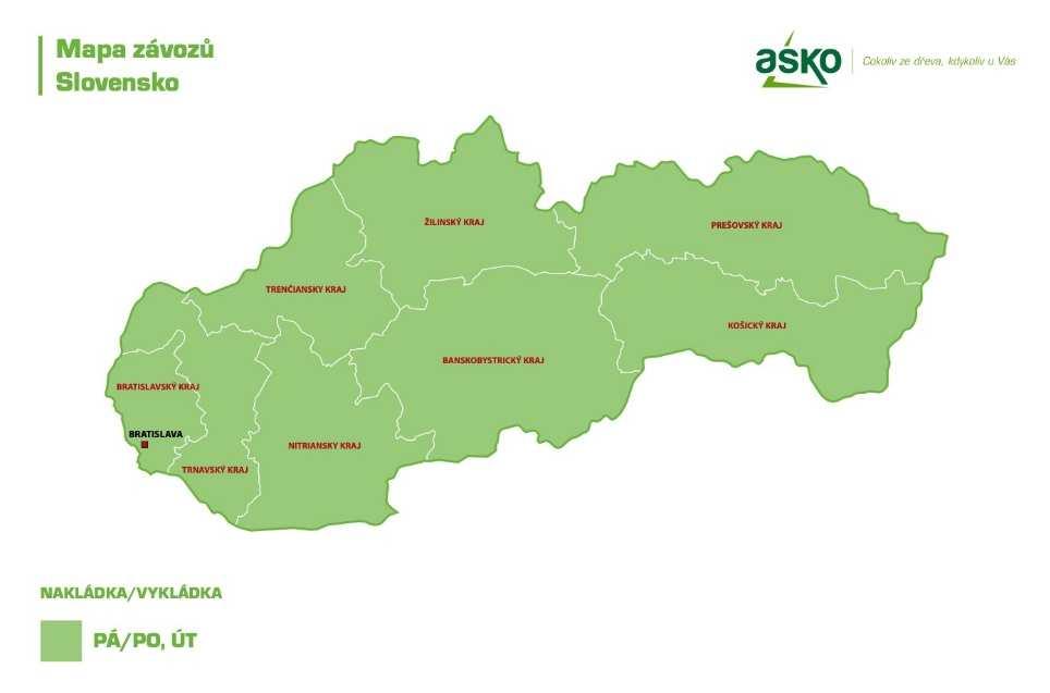 Asko a.s. používá pro kamionovou přepravu v SK tyto dopravní prostředky: KAMION - LKW maximální nosnost 24 tun vnější délka 17 m vnější výška 4,05 m Podmínky pro dostupnost místa dodání: Místo dodání